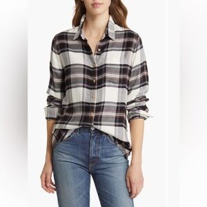 Caslon Black and White Plaid Button Down Shirt